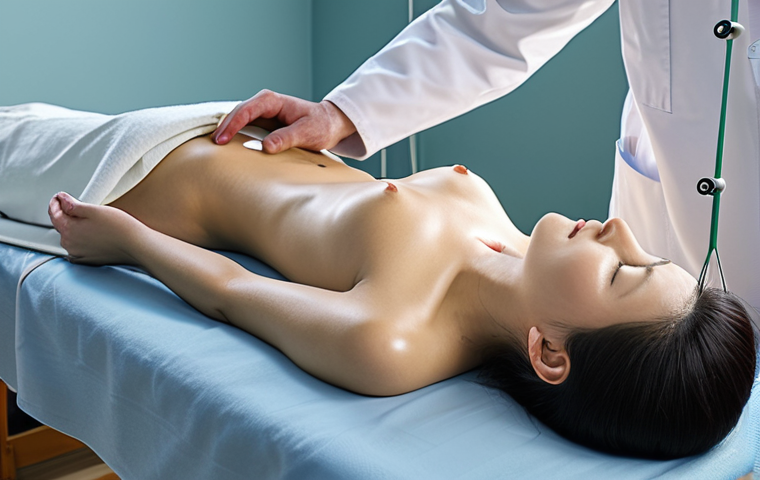 Acupuncture for Pain Relief**
"A serene acupuncture clinic, a fully clothed patient lying comfortably on a treatment table, a licensed acupuncturist carefully placing needles, soft ambient light, professional setting, focus on relaxation and healing, safe for work, appropriate content, fully clothed, professional, perfect anatomy, natural proportions, high quality."
**