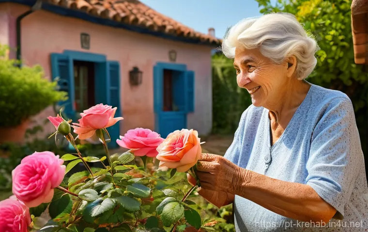 한방재활치료사 업무 사례를 바탕으로 한 연구 - **Prompt:** "A heartwarming and realistic image of an elderly Portuguese woman, in her late 70s, wit...