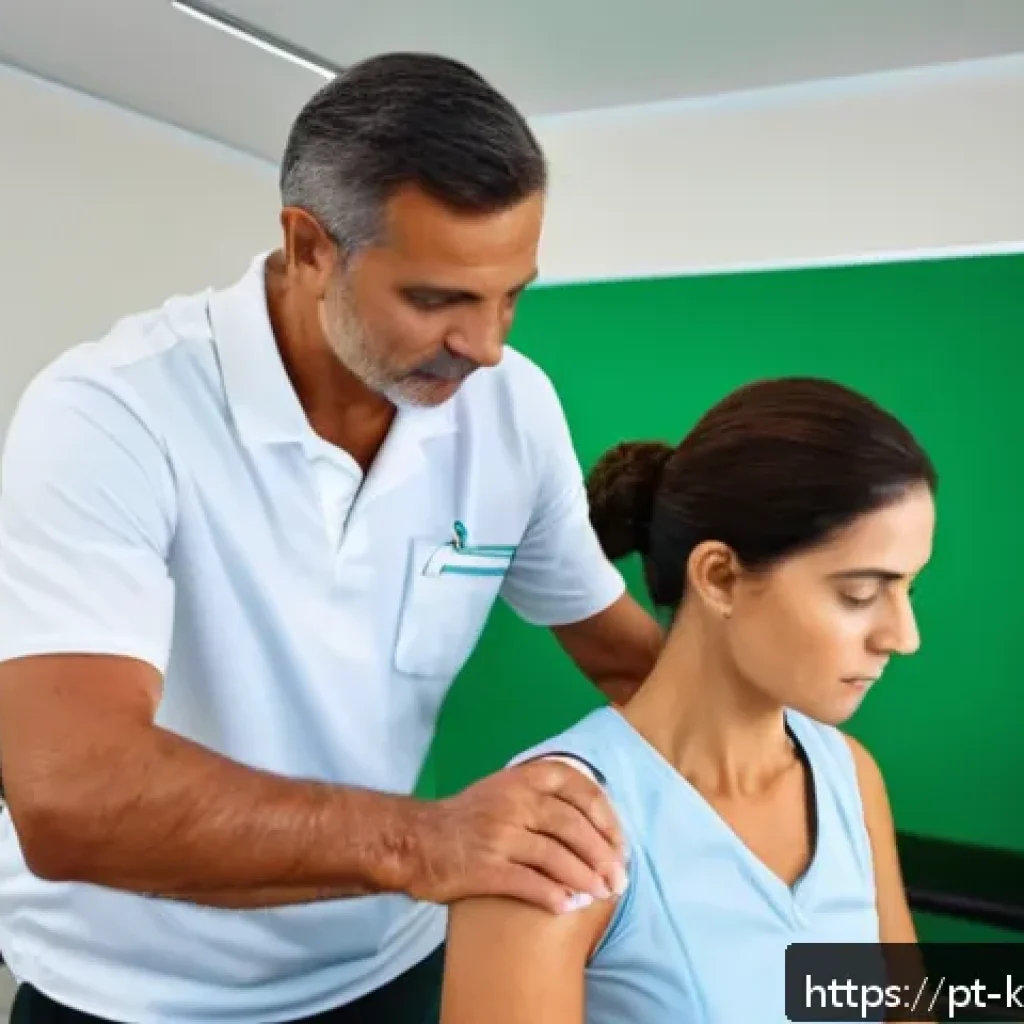 한방재활치료사가 알아야 할 근골격계 질환 - A detailed clinical scene inside a modern physiotherapy clinic in Brazil, showing a middle-aged male...