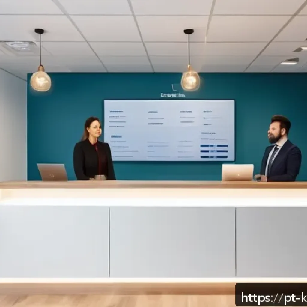 한방재활치료사의 근무 스케줄 조정 노하우 - A modern rehabilitation clinic reception area during a busy morning shift, featuring diverse therapi...