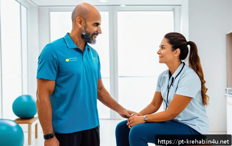 한방재활치료사의 근무 환경 - A rehabilitation therapist in a modern Brazilian private clinic, wearing professional attire and dem...